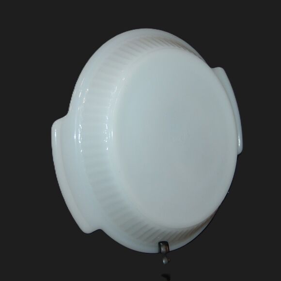 ANCHOR HOCKING FIRE KING SIGNED 9" WHITE #1460 MILK GLASS PIE PLATE 2 HANDLES - Picture 3 of 6